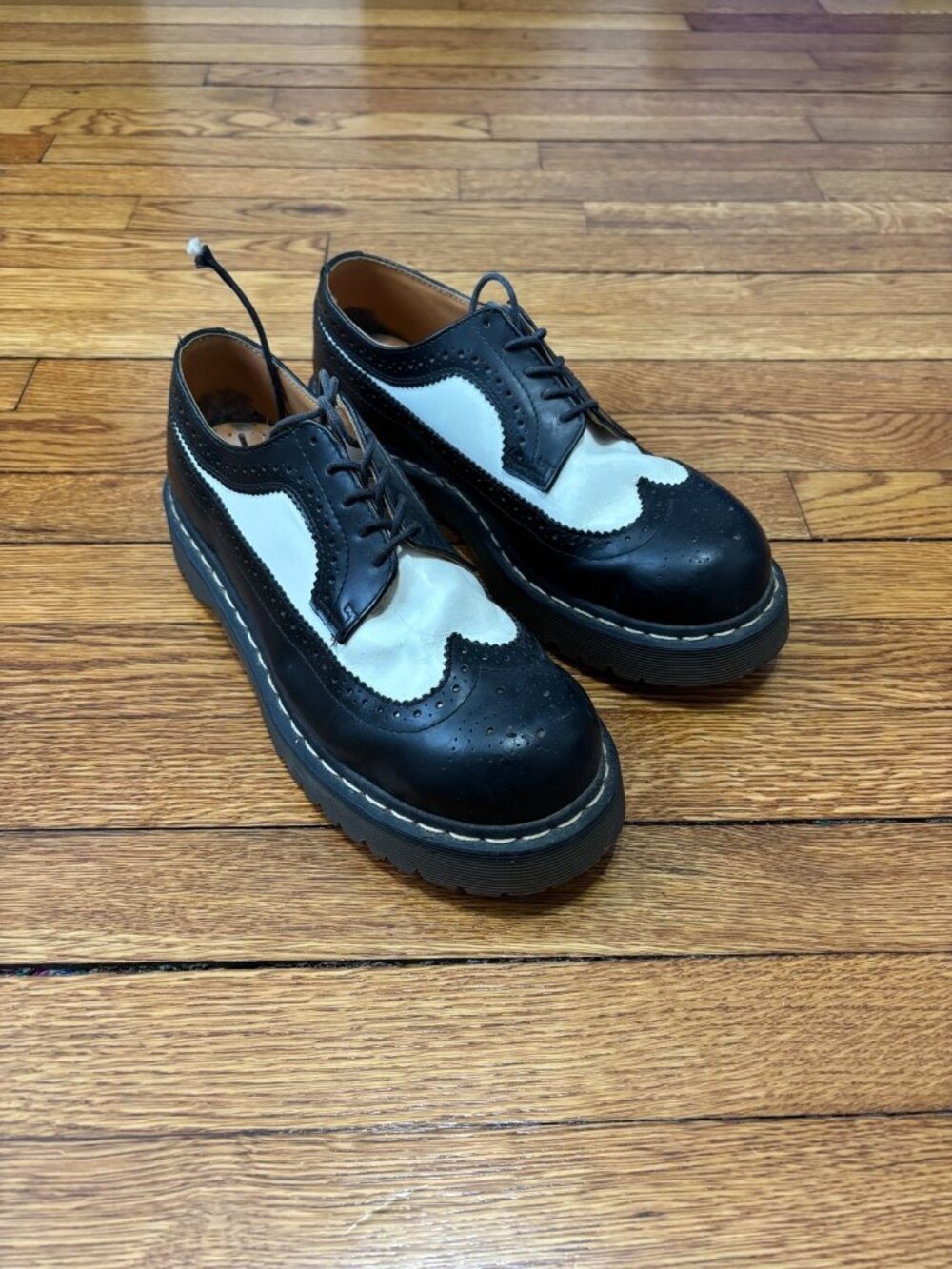 Dr. Martens Black and White Brogue Derby Oxfords